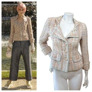 Chanel Runway Jacket 2013 Tweed 36 Camellia Buttons